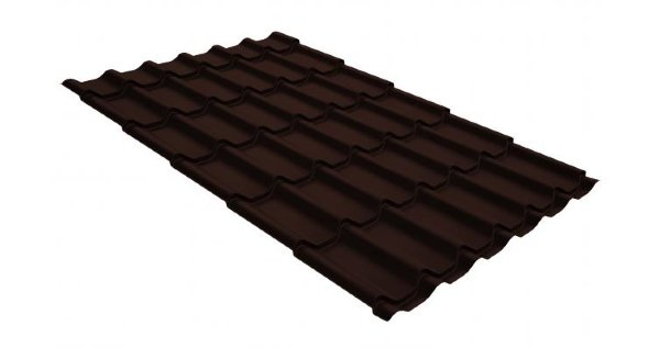 Металлочерепица классик GL 0,5 GreenCoat Pural Matt RR 887 шоколадно-коричневый (RAL 8017 шоколад) купить в Димитровграде