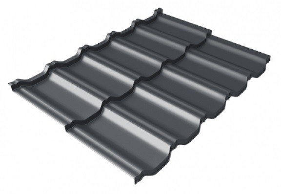 Металлочерепица модульная Квинта Uno Grand Line c 3D резом 0,5 Satin Мatt RAL 7024 мокрый асфальт купить в Димитровграде