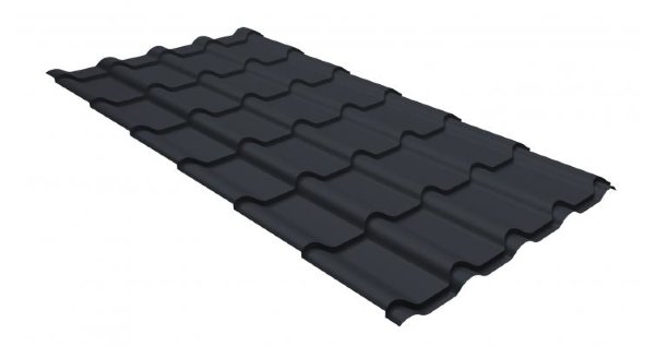 Металлочерепица камея GL 0,5 GreenCoat Pural matt RR 23 темно-серый (RAL 7024 мокрый асфальт) купить в Димитровграде