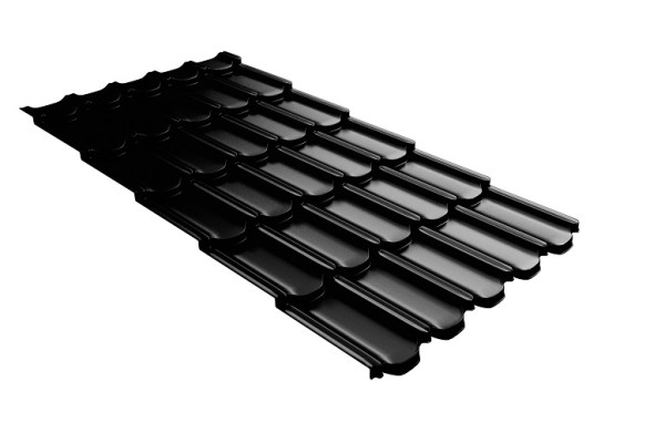 Металлочерепица квинта плюс с 3D резом 0,5 GreenСoat Pural Matt RR 33 черный (RAL 9005 черный) купить в Димитровграде