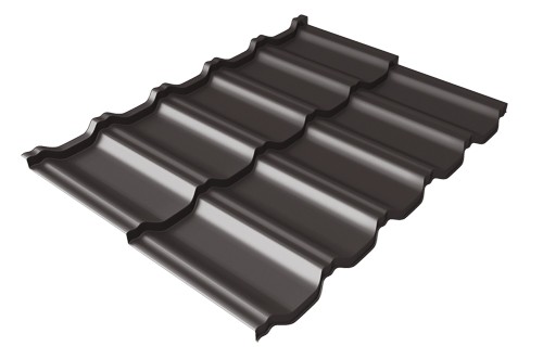 Металлочерепица модульная Квинта Uno Grand Line c 3D резом 0,5 GreenСoat Pural Matt RR 32 темно-коричневый (RAL 8019 серо-коричневый) купить в Димитровграде