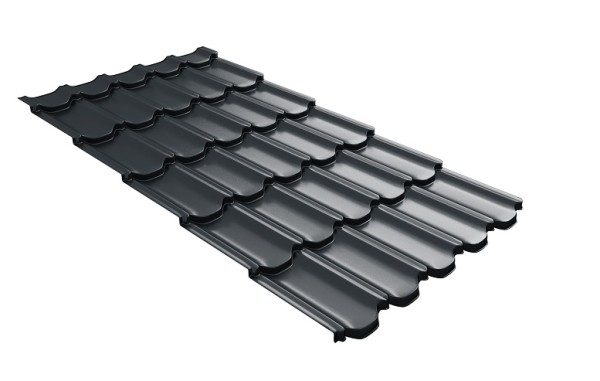 Металлочерепица квинта плюс с 3D резом 0,5 Satin RAL 7016 антрацитово-серый купить в Димитровграде