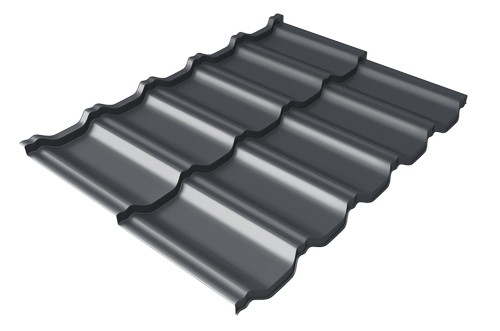 Металлочерепица модульная Квинта Uno Grand Line c 3D резом 0,5 Velur RAL 7024 мокрый асфальт купить в Димитровграде