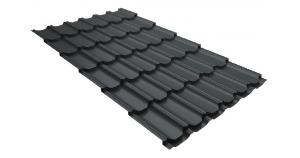 Металлочерепица квинта плюс 0,5 GreenCoat Pural RR 23 темно-серый (RAL 7024 мокрый асфальт) купить в Димитровграде